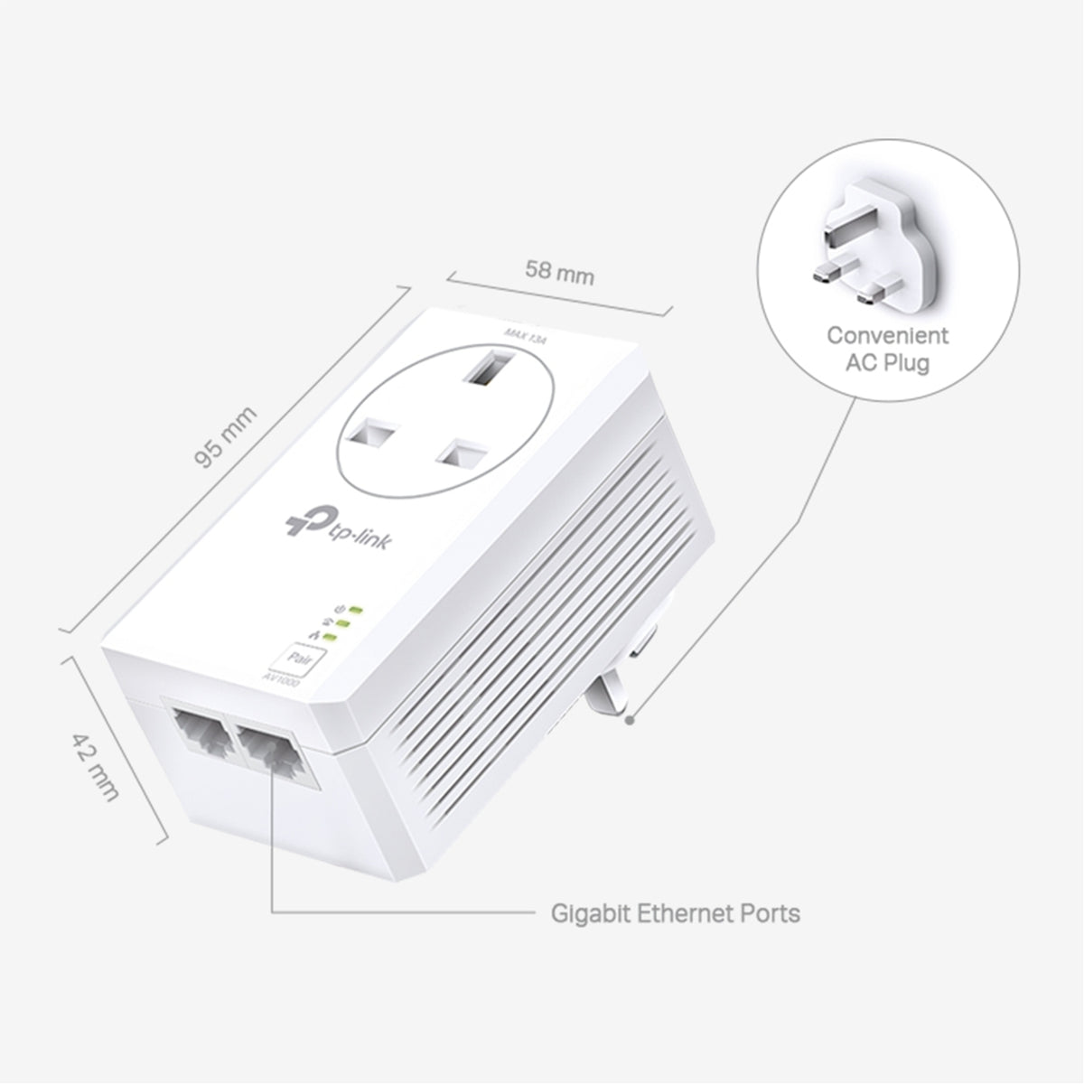 TP-Link TL-PA7027P KIT AV1000 2-Port Gigabit Pass-through Powerline Starter Kit