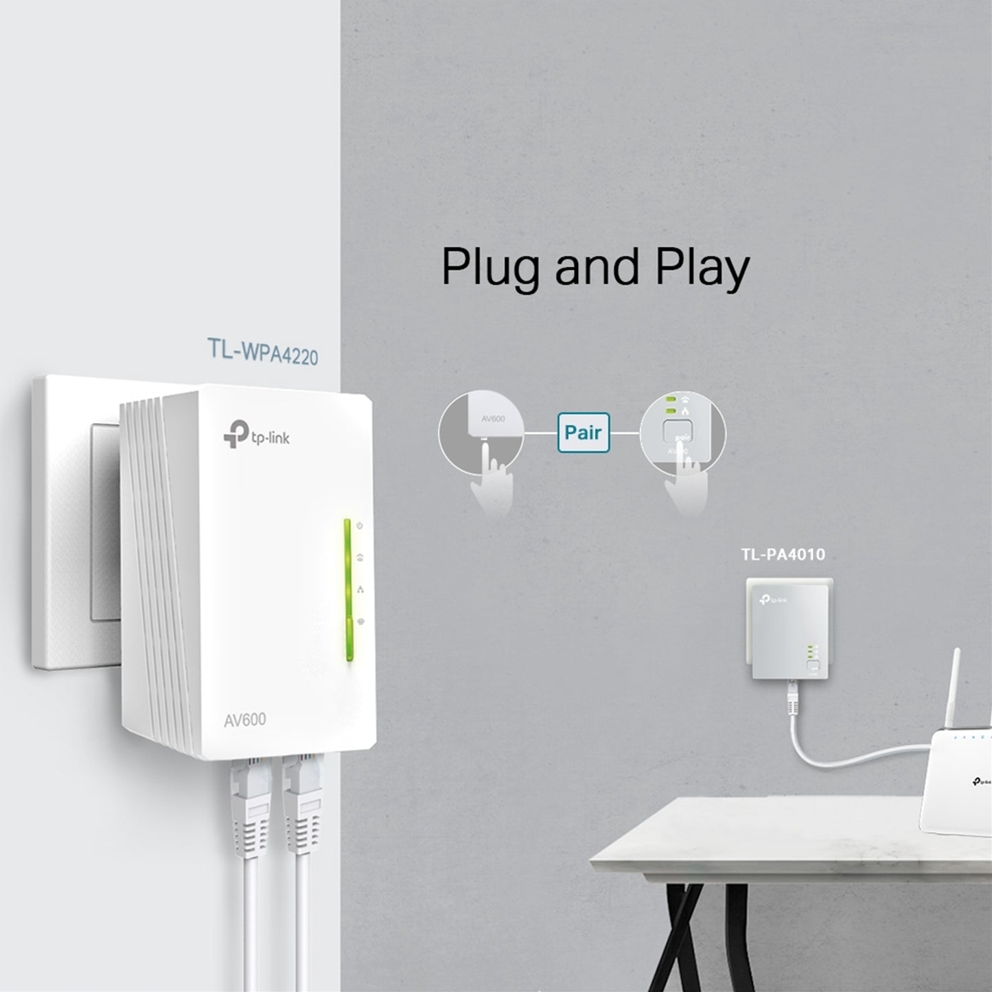 TP-Link TL-WPA4220 TKIT AV600 Powerline Wi-Fi Booster 2 LAN, 3 units
