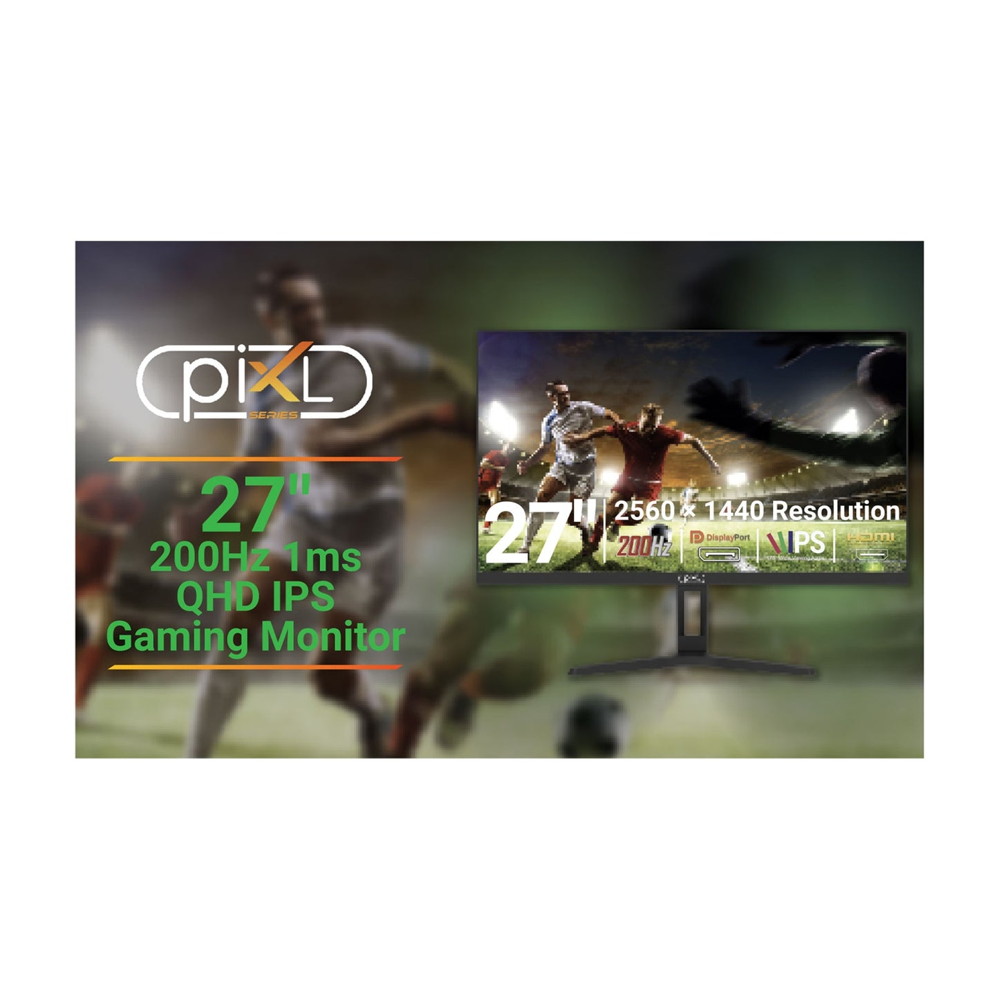 piXL X-Series GS27QIDPHA 27 Inch QHD IPS Gaming Monitor, 200Hz, 1ms
