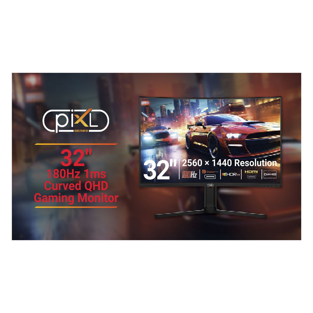 piXL X-Series GS32QIDPHA 32 Inch QHD IPS Gaming Monitor, 180Hz, 1ms, HDR10+