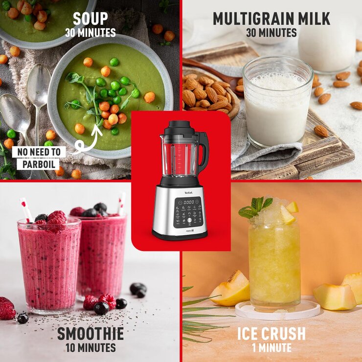 Tefal PerfectMix 2in1 Blender & Soup Maker with Removable Blades Steaming Basket