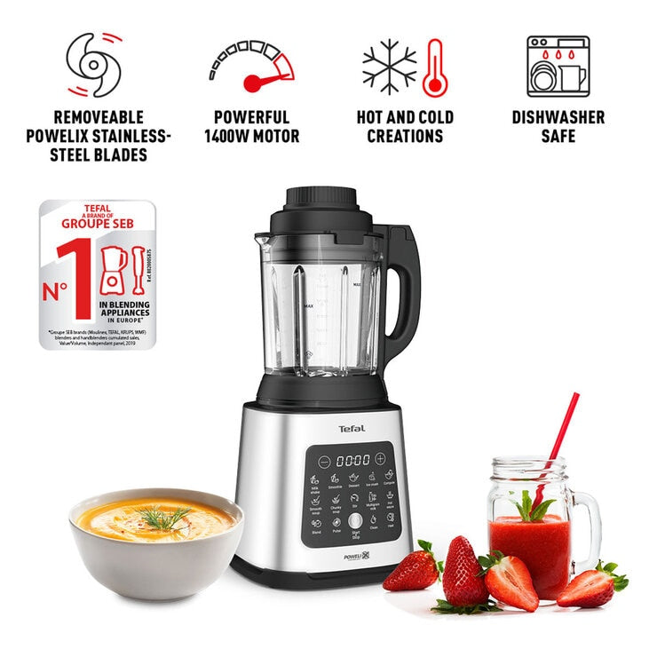 Tefal PerfectMix 2in1 Blender & Soup Maker with Removable Blades Steaming Basket