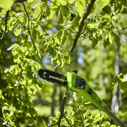 Greenworks 24V 20cm Cordless Pole Saw  1 x 24V (2Ah) Battery and Charger Bundle
