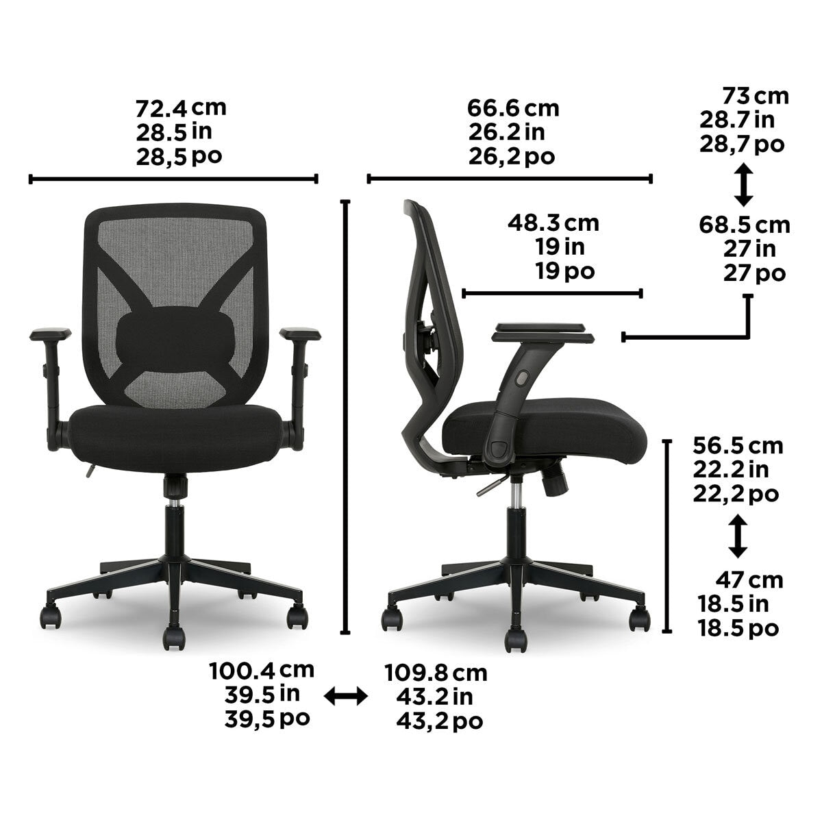 True Innovations Mesh Office Chair with Flip Up Arms
