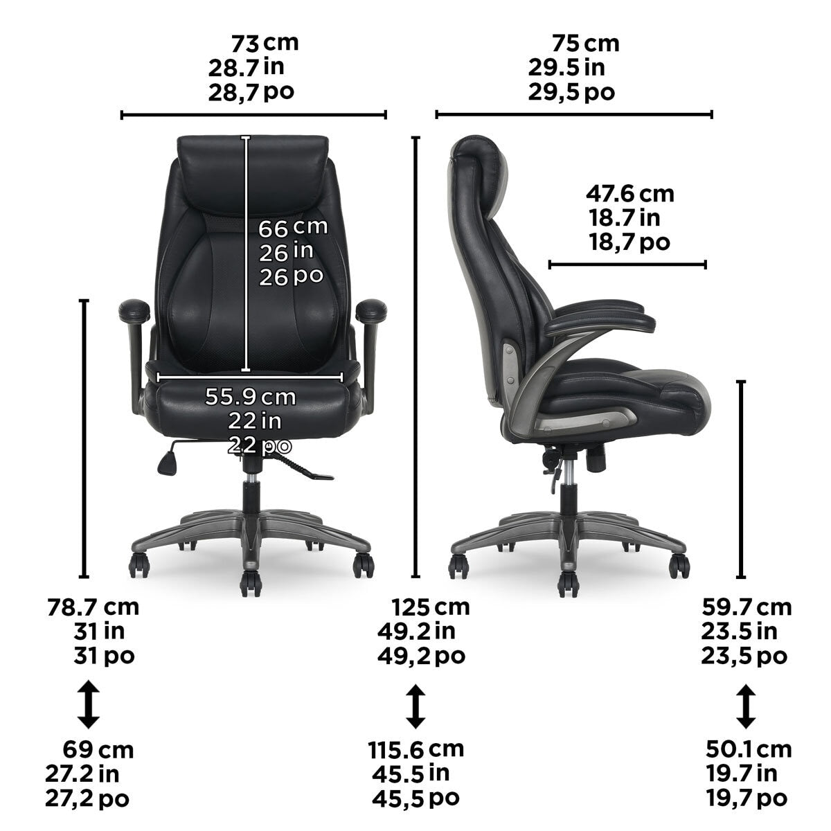 La-Z-Boy Air Lumbar Manager's Office Chair with Flip Up Arms, Black
