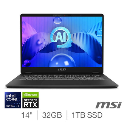 MSI Prestige 14 AI Studio Laptop - 14 Inch Intel Core Ultra 7 32GB 1TB RTX 4050