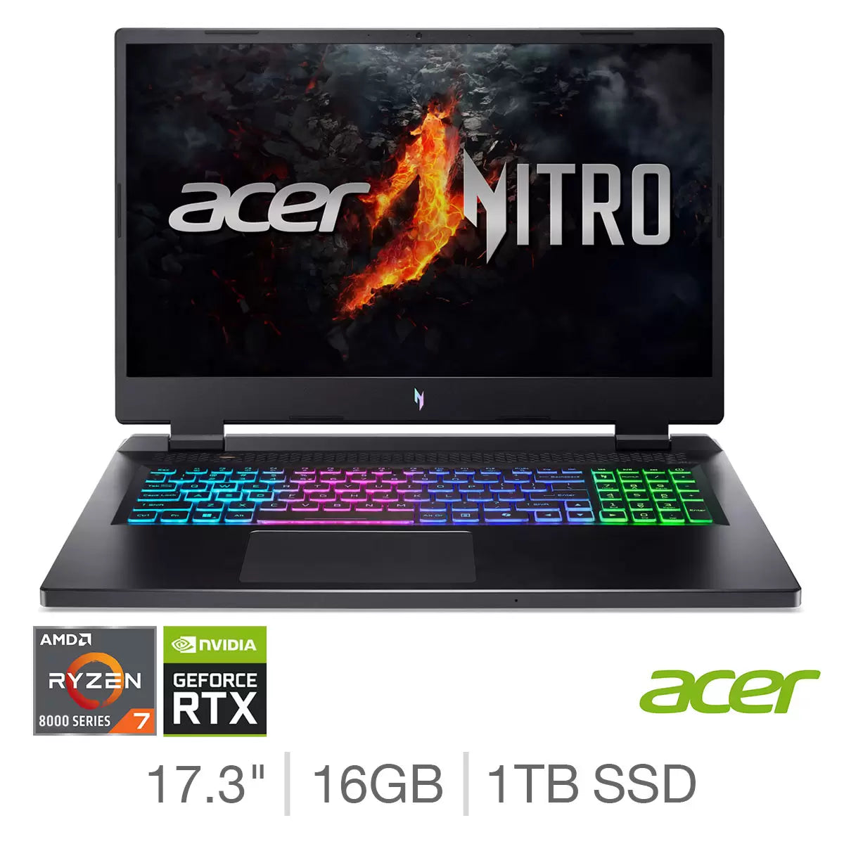 Acer Nitro 17 Gaming Laptop 17.3 Inch AMD Ryzen 7 16GB 1TB GeForce RTX 4060