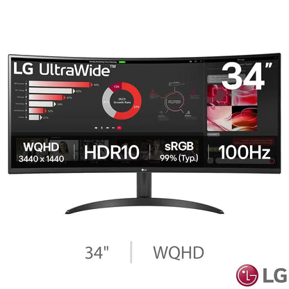 LG 34 Inch WQHD 100Hz VA UltraWide Monitor