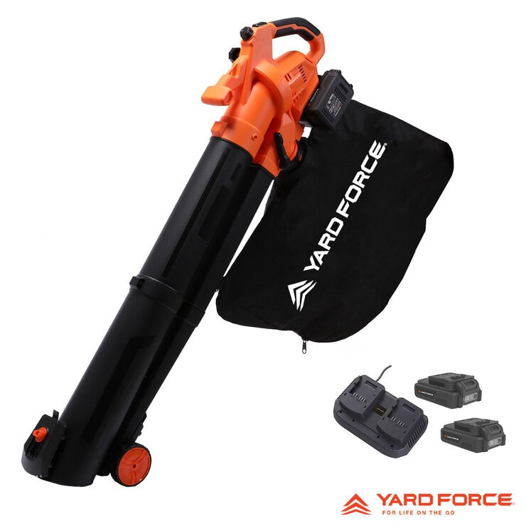 Yard Force 40V Blower Vacuum  2 x 20V (4Ah) Battery & Twin Charger Bundle