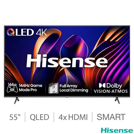 Hisense 55E77NQTUK PRO 55 Inch QLED 144Hz Freely TV 5-Year Warranty