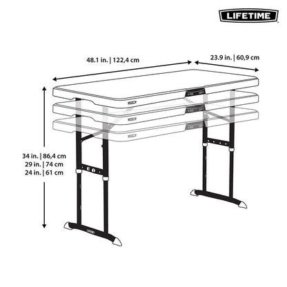 Lifetime 4ft Adjustable Height Nesting Commercial Grade Table