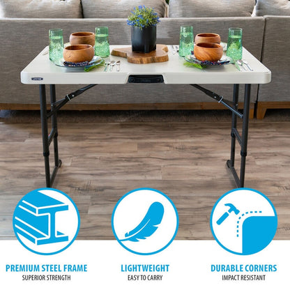 Lifetime 4ft Adjustable Height Nesting Commercial Grade Table