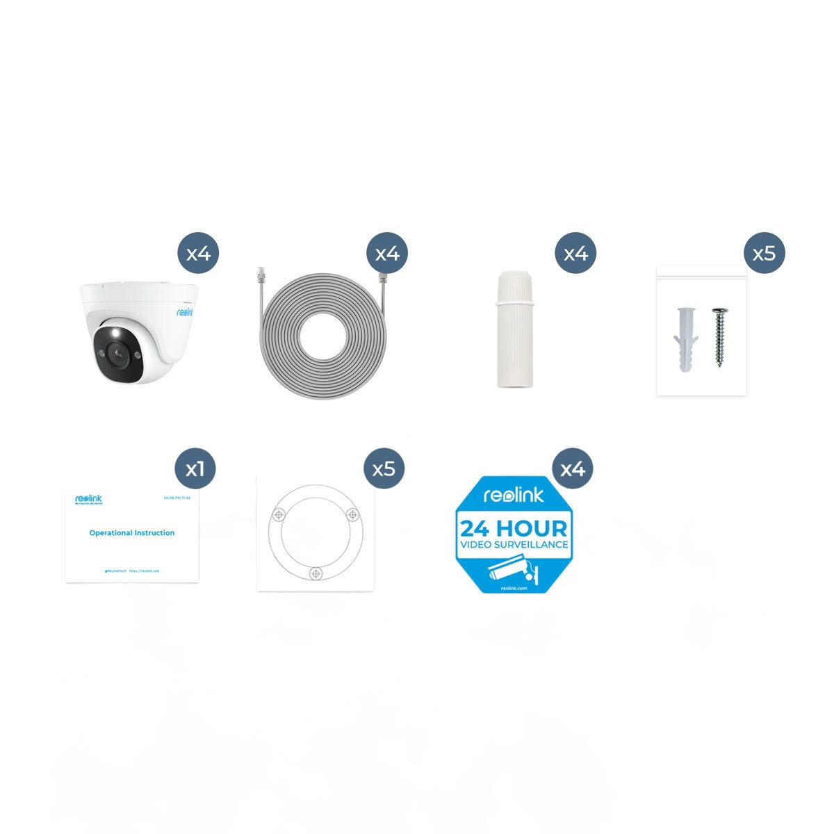 Reolink 12MP 4K+ Ultra HD Network Video Recorder PoE AI Dome Add-on Cam 4pk