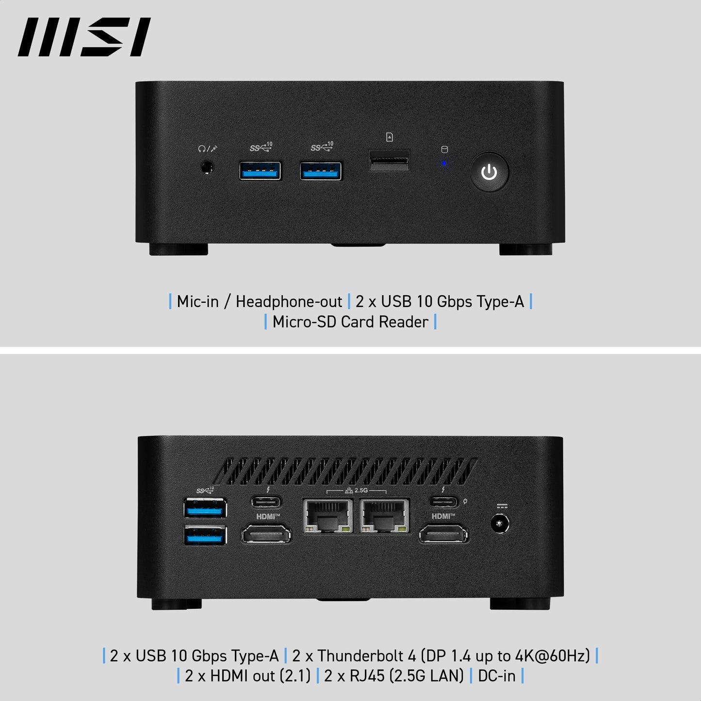 MSI Cubi NUC 1M Barebone - Intel Core 5 14th Gen, Intel Graphics, DDR5, WiFi 6E