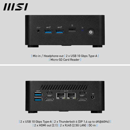 MSI Cubi NUC 1M Barebone - Intel Core 5 14th Gen, Intel Graphics, DDR5, WiFi 6E