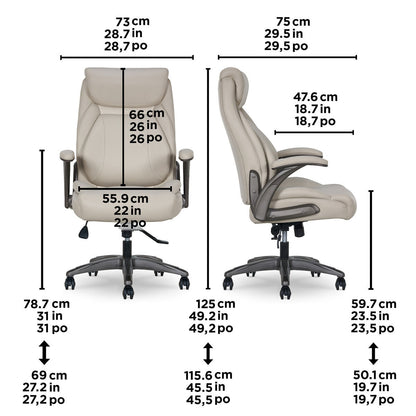 La-Z-Boy Air Lumbar Manager's Office Chair with Flip Up Arms, Beige
