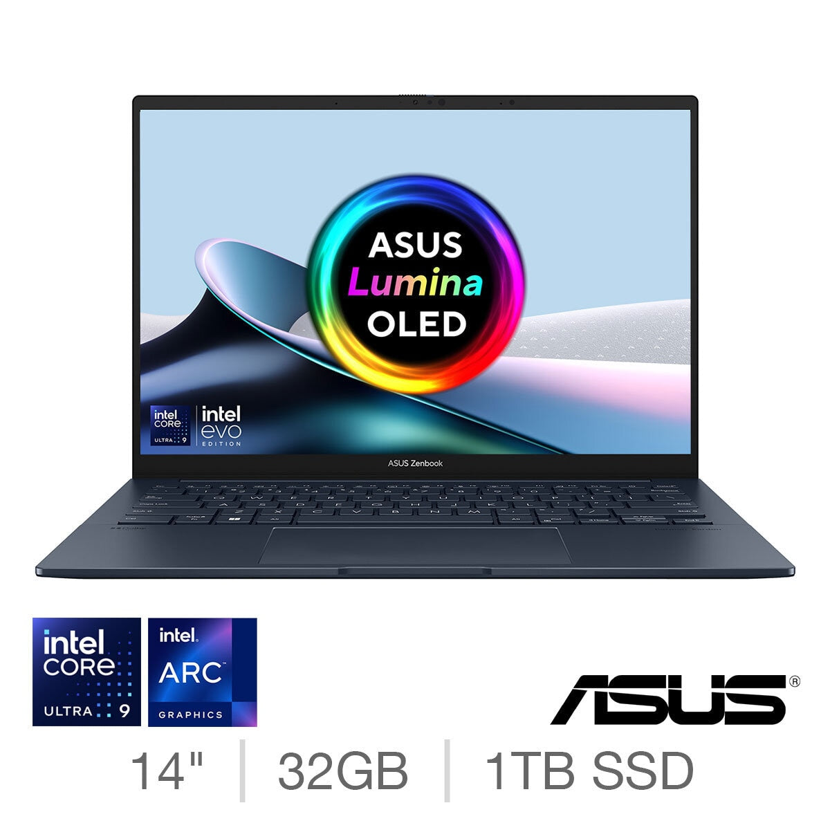 ASUS Zenbook Laptop, 14 Inch OLED, Ultra 9, 32GB RAM, 1TB SSD, UX3405CA-QL104W