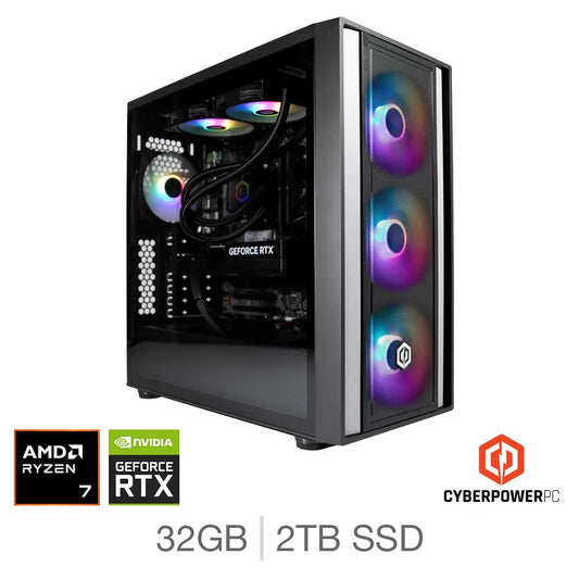 CyberPower AMD Ryzen 7 32GB RAM 2TB SSD NVIDIA GeForce RTX 5070 Ti Gaming PC