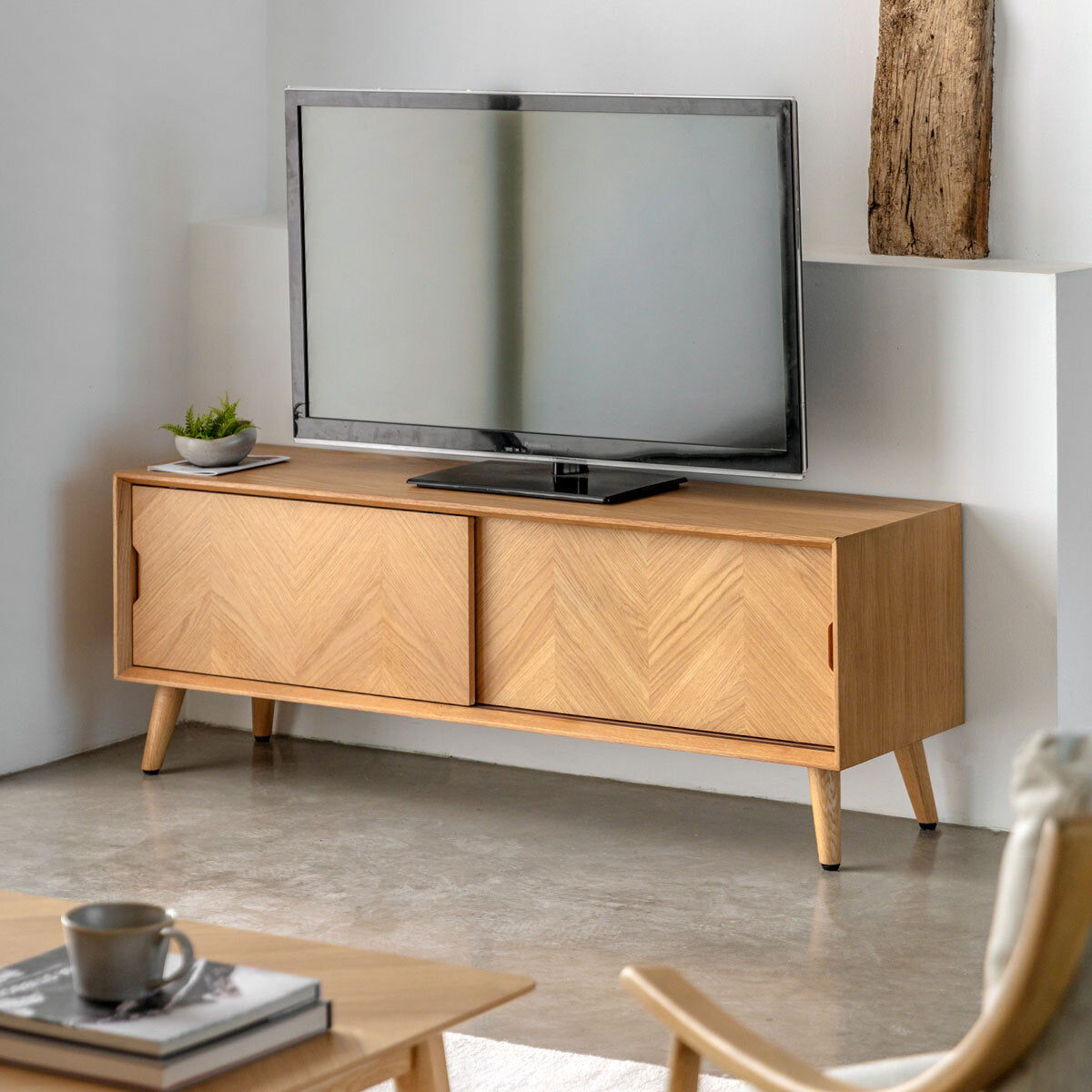 Gallery Milano Oak Entertainment Unit for TVs up to 55 Inch TV Stand