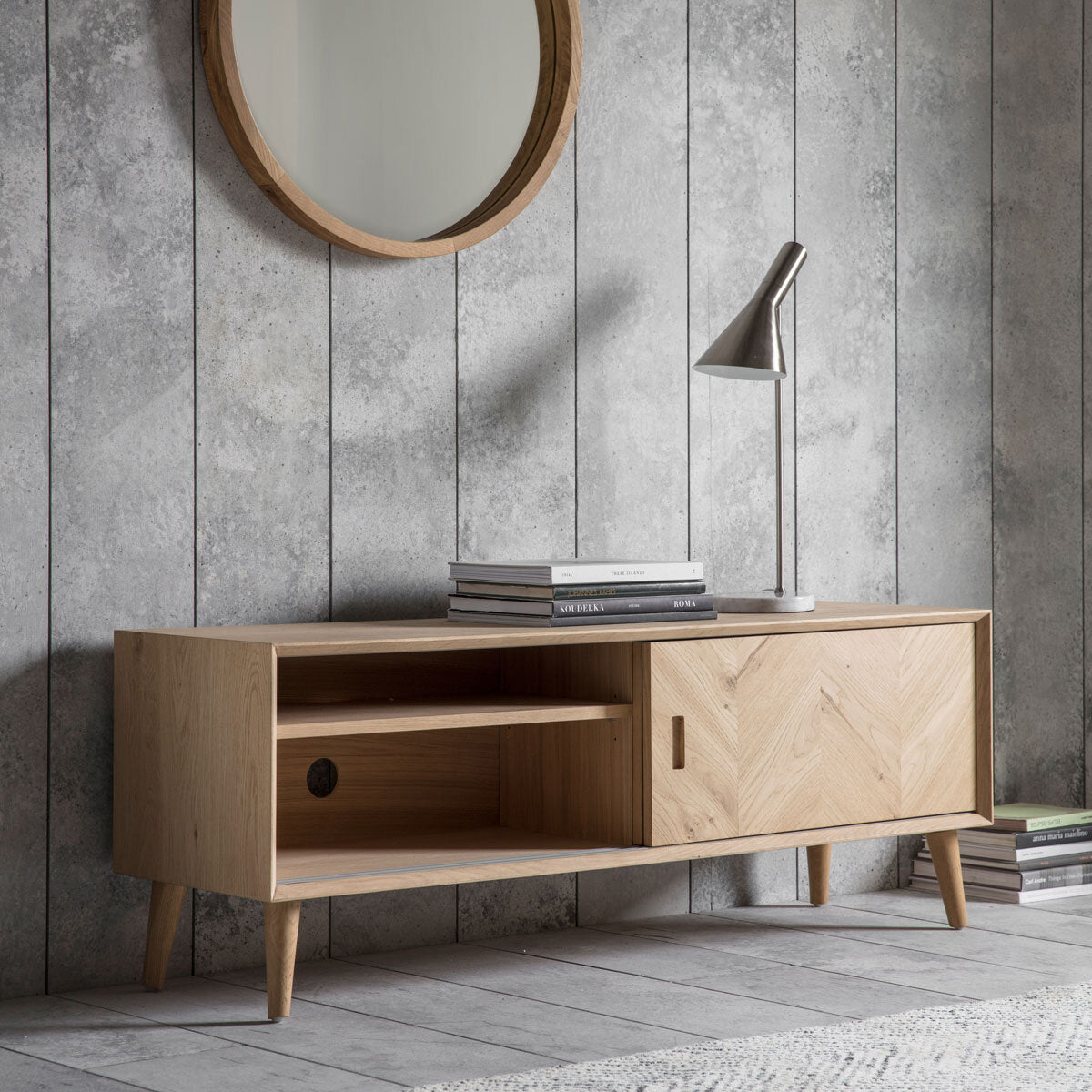 Gallery Milano Oak Entertainment Unit for TVs up to 55 Inch TV Stand