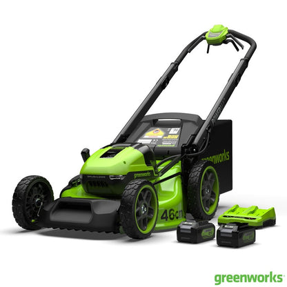 Greenworks 48V 46cm Self-Propelled Cordless Lawnmower with 2x Battery & Charger