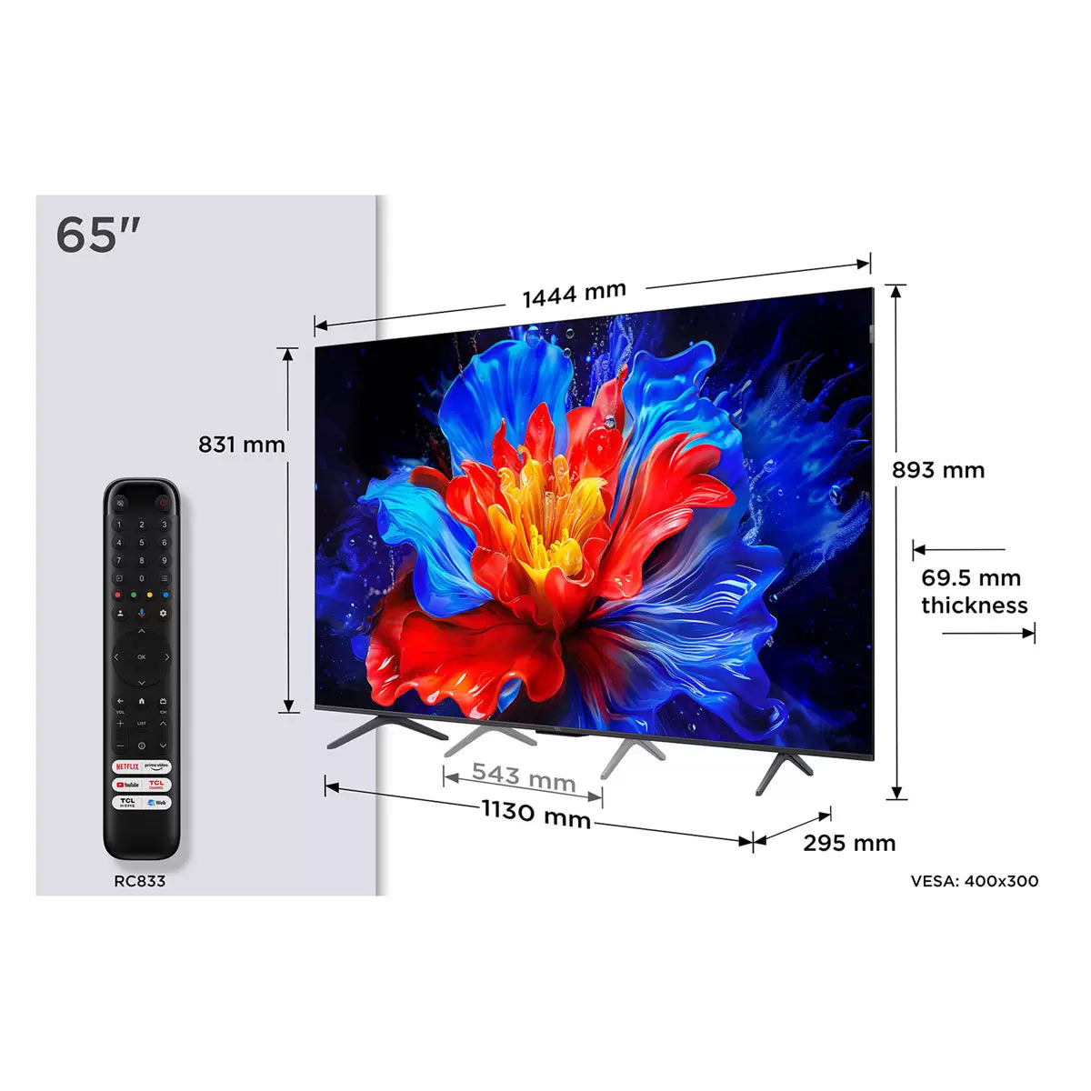 TCL 65P8K-UK 65 Inch QLED TV 5-Year Warranty