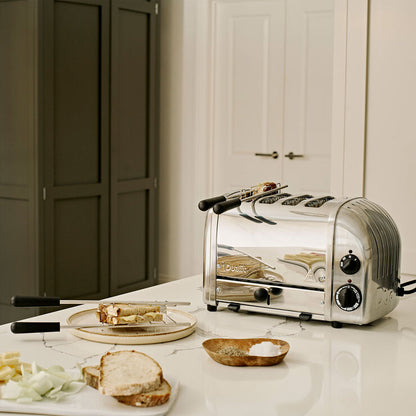 Dualit Classic 4 Slot Toaster With Sandwich Cage, Polished Stainless Steel 40590