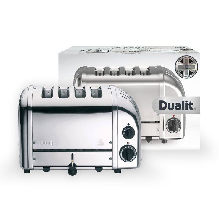 Dualit Classic 4 Slot Toaster With Sandwich Cage, Polished Stainless Steel 40590