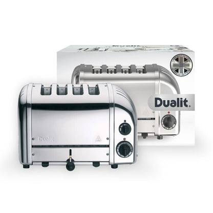 Dualit Classic 4 Slot Toaster With Sandwich Cage, Polished Stainless Steel 40590