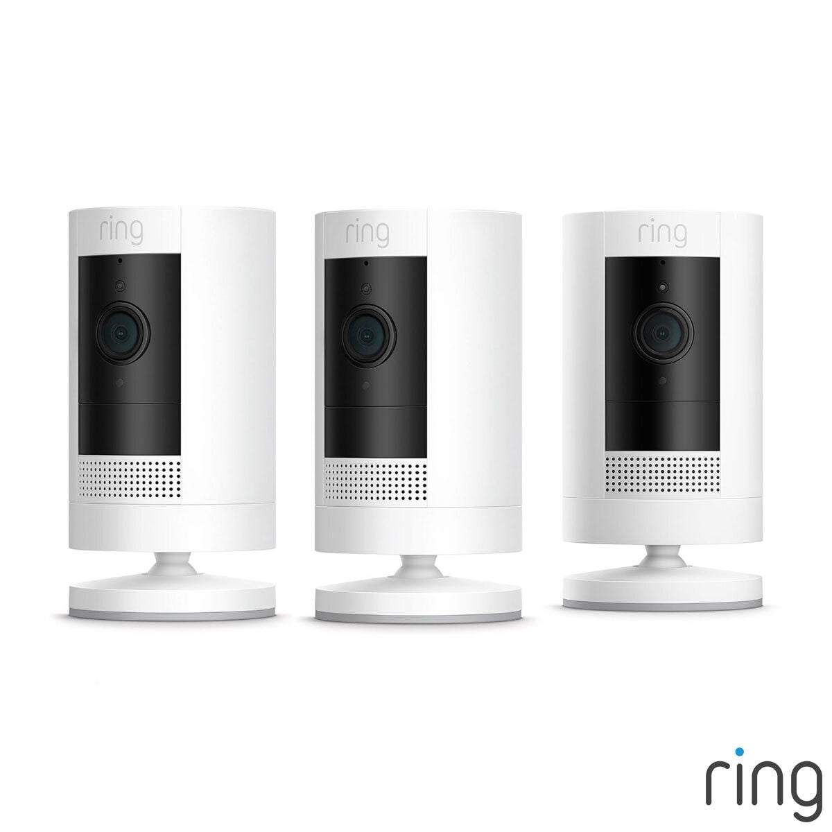 Ring Battery Stick Up Camera in White, 3 Pack