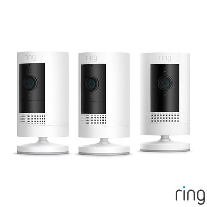 Ring Battery Stick Up Camera in White, 3 Pack