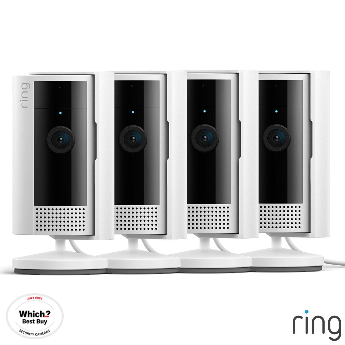 Ring Wired Indoor Camera in White, 4 Pack