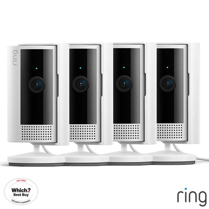 Ring Wired Indoor Camera in White, 4 Pack