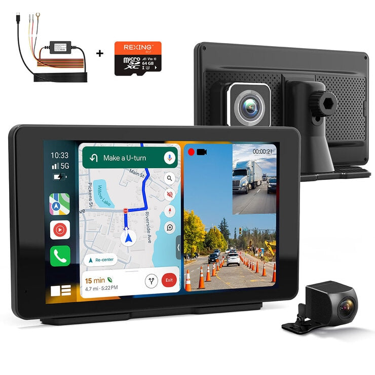 Rexing Wireless Multimedia Receiver CPDuo-7 - CarPlay + Android Auto + Dash Cam