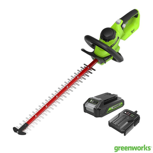Greenworks 24V 61cm Cordless Brushless Hedge Trimmer with Battery & Charger