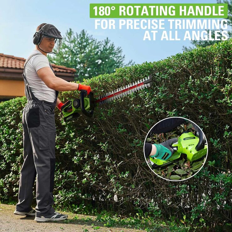 Greenworks 24V 61cm Cordless Brushless Hedge Trimmer with Battery & Charger