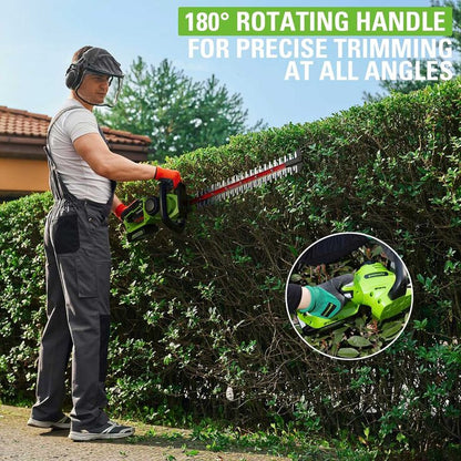 Greenworks 24V 61cm Cordless Brushless Hedge Trimmer with Battery & Charger