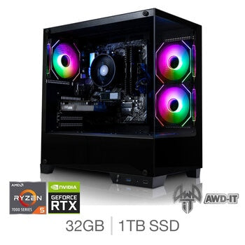AWD-IT Charger Gaming Desktop PC, AMD Ryzen 5, 32GB RAM, 1TB SSD, RTX 5060 Ti