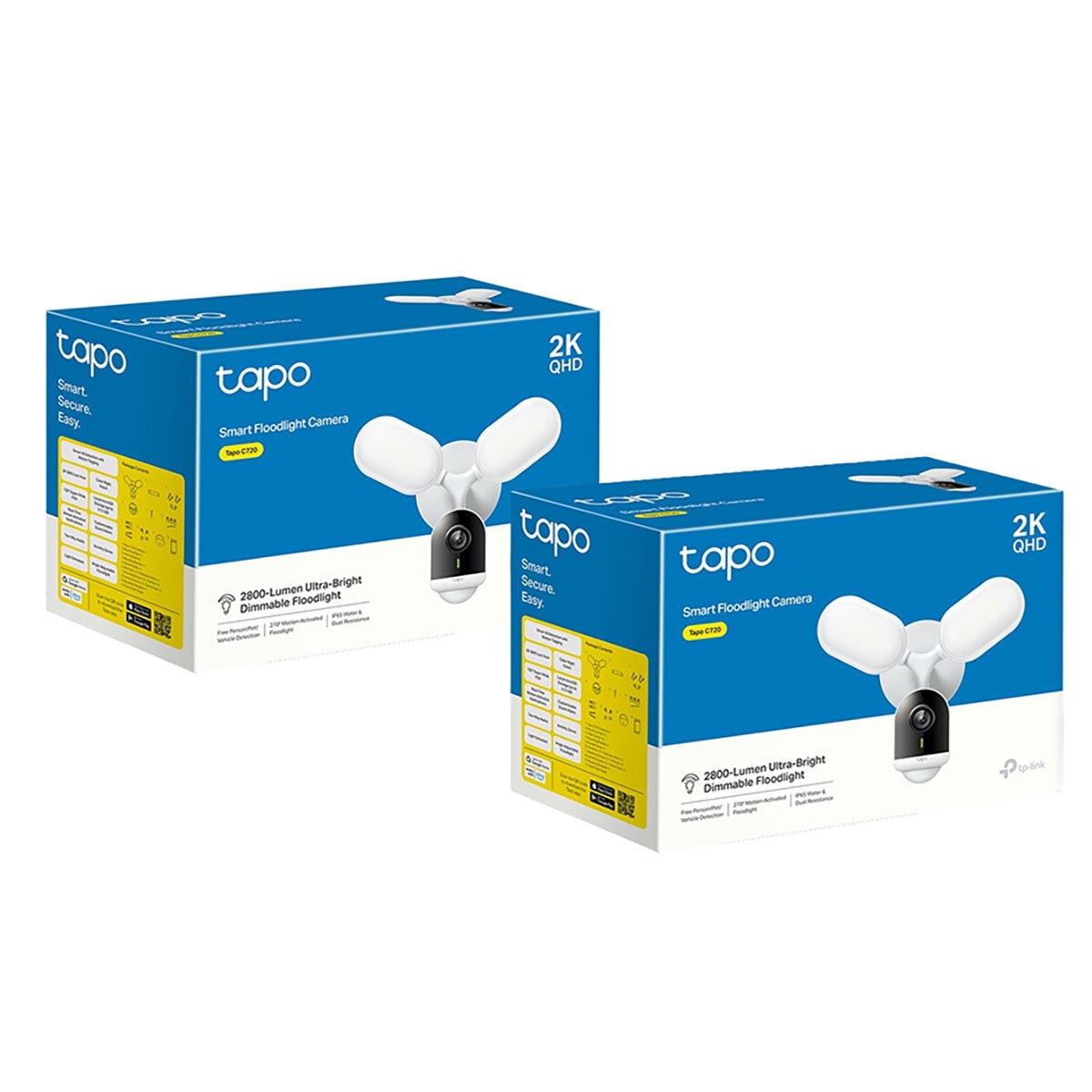 TP-Link Tapo C720 2K 4MP Smart Floodlight Security Camera - 2 Pack