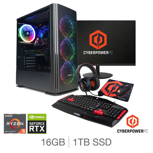 CyberPower AMD Ryzen 5 16GB RAM 1TB SSD NVIDIA GeForce RTX 5060 Desktop Bundle
