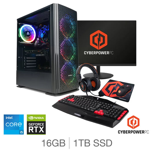 CyberPower Intel Core i5 16GB RAM 1TB SSD NVIDIA GeForce RTX 5060 Desktop Bundle