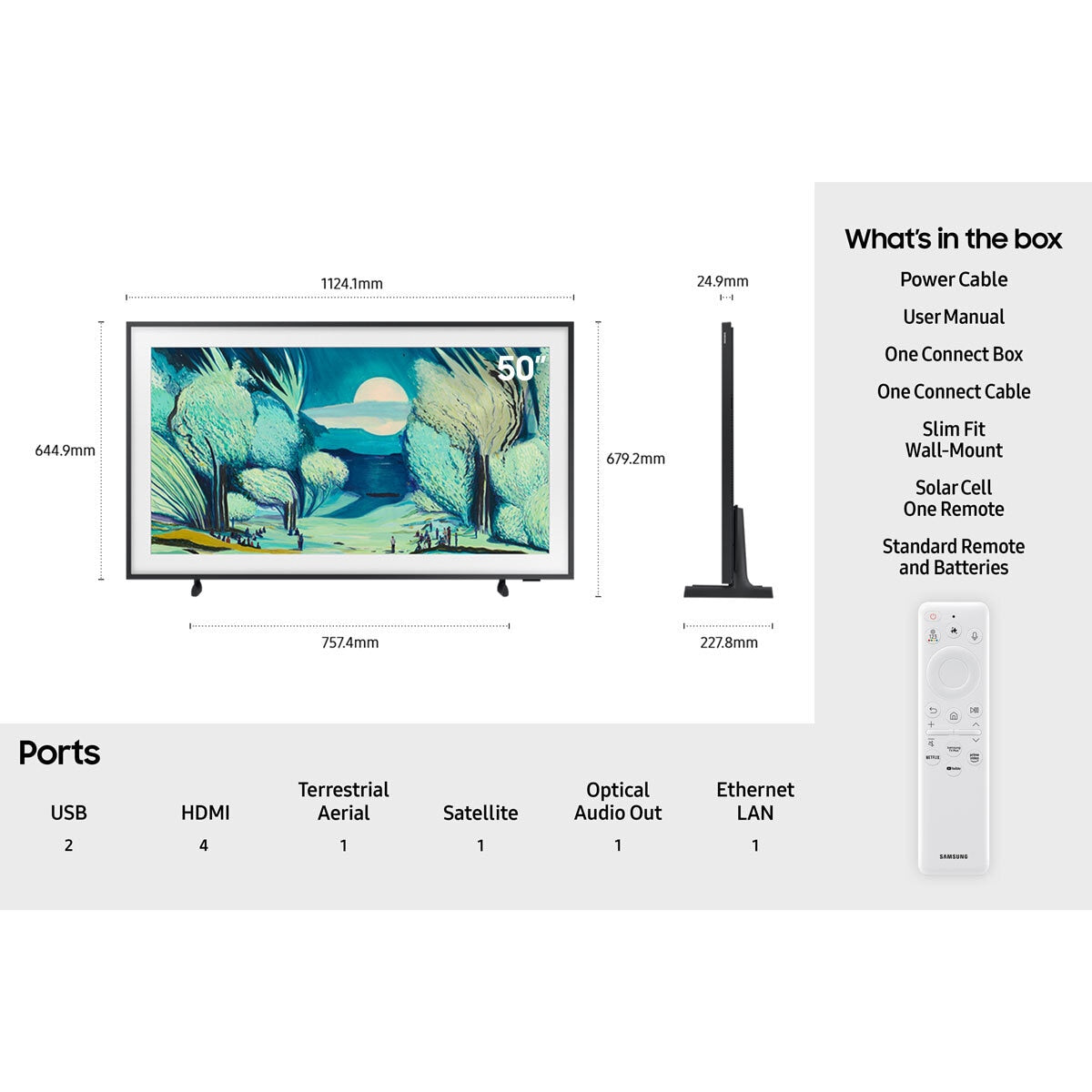 Samsung QE50LS03FAUXXU 50 Inch Frame QLED 4K Ultra HD Smart TV