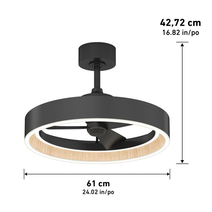 Artika Alton 24 Inch (61cm) Wood Accent Fan Light with Remote Control