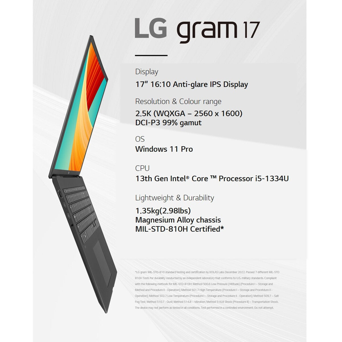 LG Gram, Intel Core i5, 16GB RAM, 256GB SSD, 17 Inch Laptop, 17Z90RU-G.AP52A1