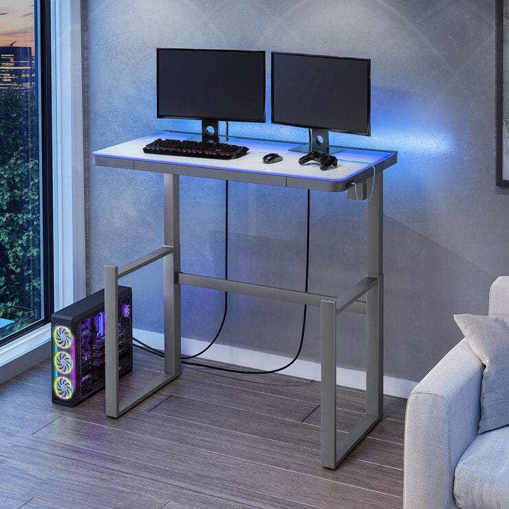 Tresanti Aurora Power Adjustable Height Desk with LED Lights