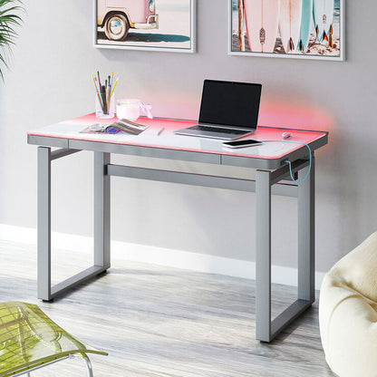 Tresanti Aurora Power Adjustable Height Desk with LED Lights