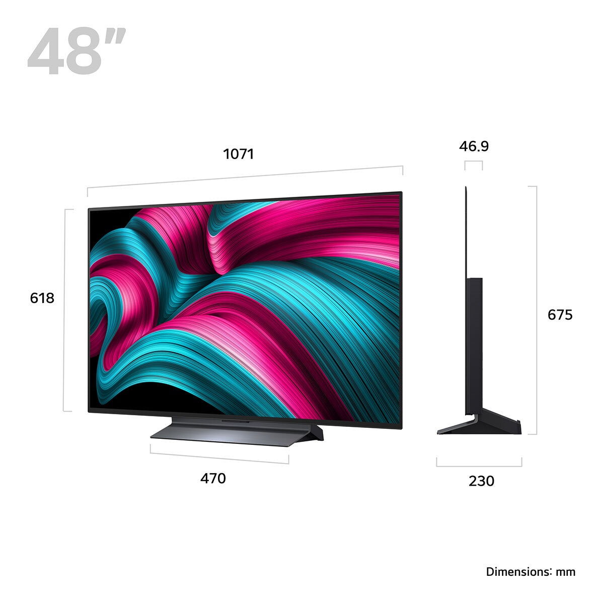 LG 48 Inch OLED 4K Ultra HD Smart TV, Dolby Vision, AI Sound Pro, OLED48C55LA