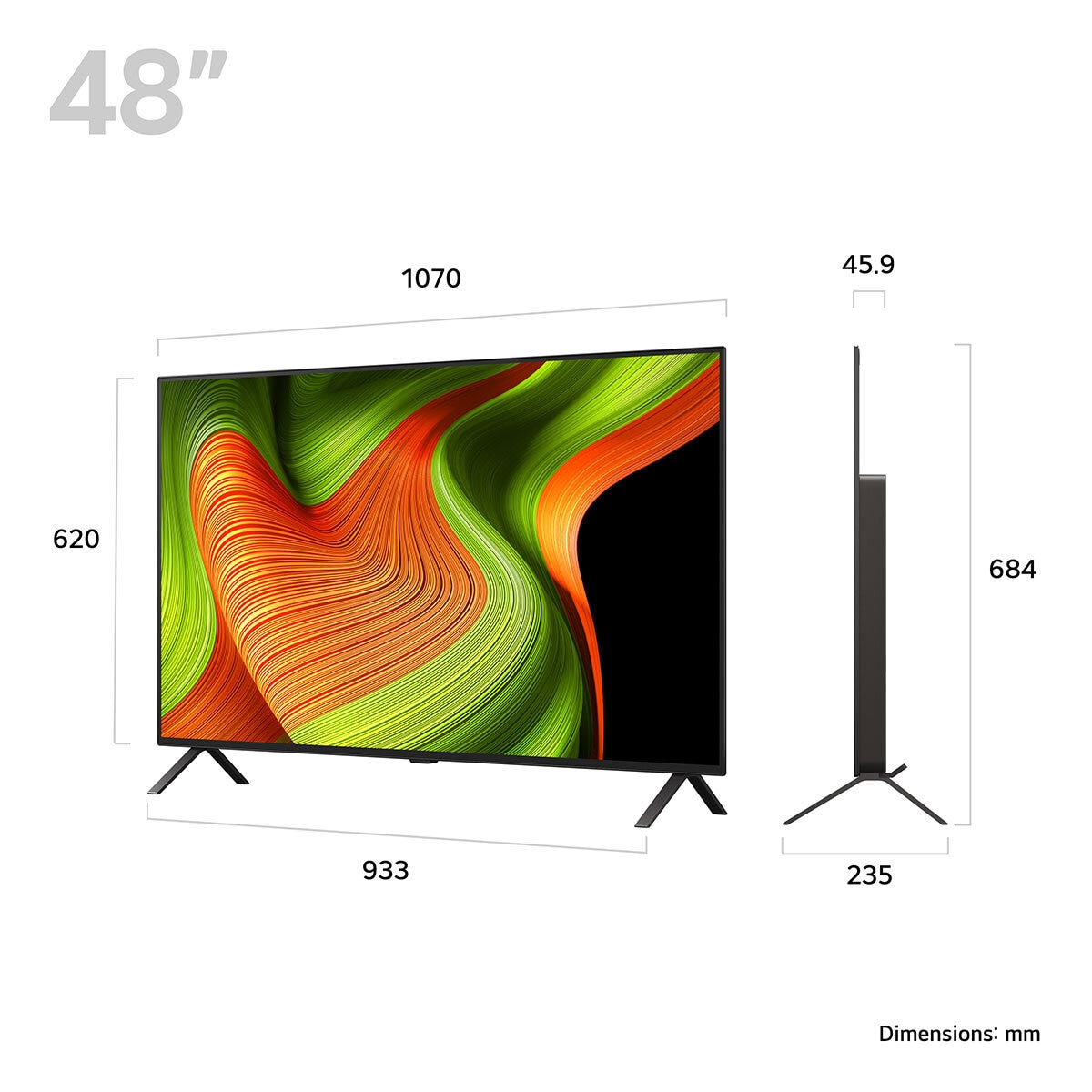 LG 48 Inch OLED 4K Ultra HD Smart TV, Dolby Vision, AI Sound Pro, OLED48B56LA