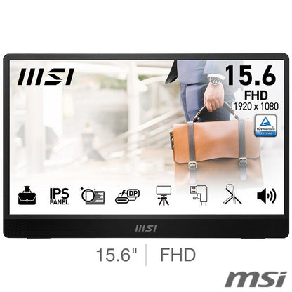 MSI MP161 E2U 15.6 Inch Full HD 60Hz IPS Portable Monitor, 9S6-3PB70H-042