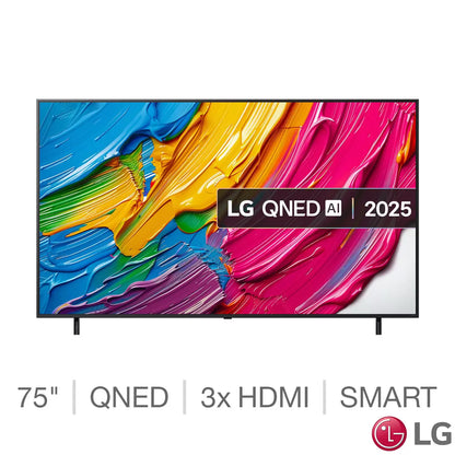 LG 75 Inch QNED 4K UHD Smart TV, AI Sound Pro, AI Processor, HDR10, 75QNED80A6A